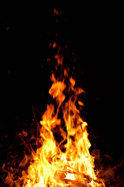 camp fire on dark background 