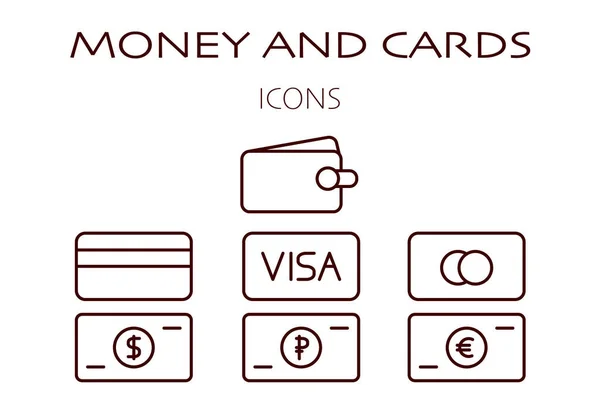 Money, cards and finance set of icons