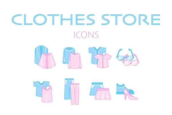 Unisex erkek ve kadın giyim mağazası simgesi seti