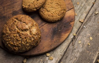 healthy eating. whole grain bread on wooden background.
