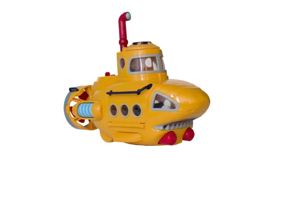 Spielzeug Gelbes Boot Auf Weißem Hintergrund — Stockfoto