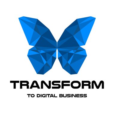 Digital transformation. Logo design. Polygonal color butterfly. vector clipart