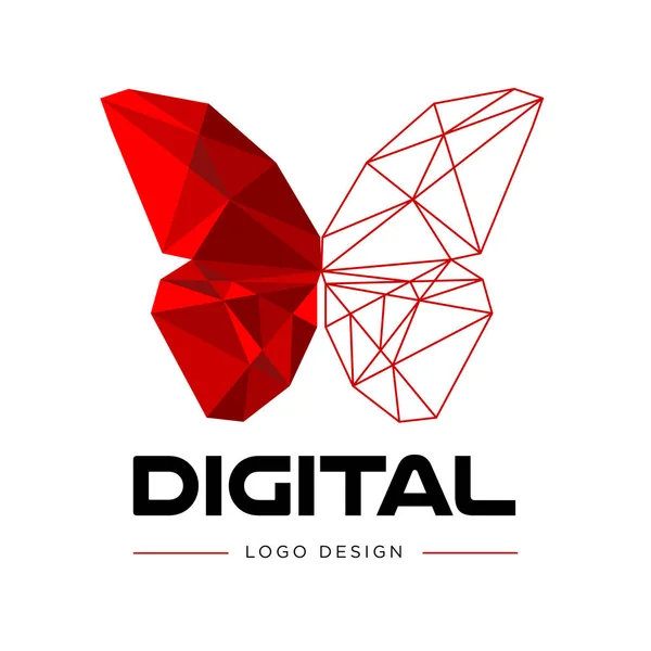 Digital transformation. Logo design. Polygonal color butterfly. vector