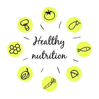 Heathy nutrition. Set of hand drawn food icon. vector