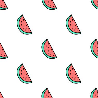 Seamless pattern. Color hand drawn watermelon. Vector