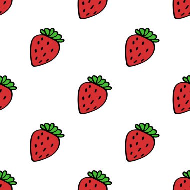 Seamless pattern. Color hand drawn strawberry. Vector