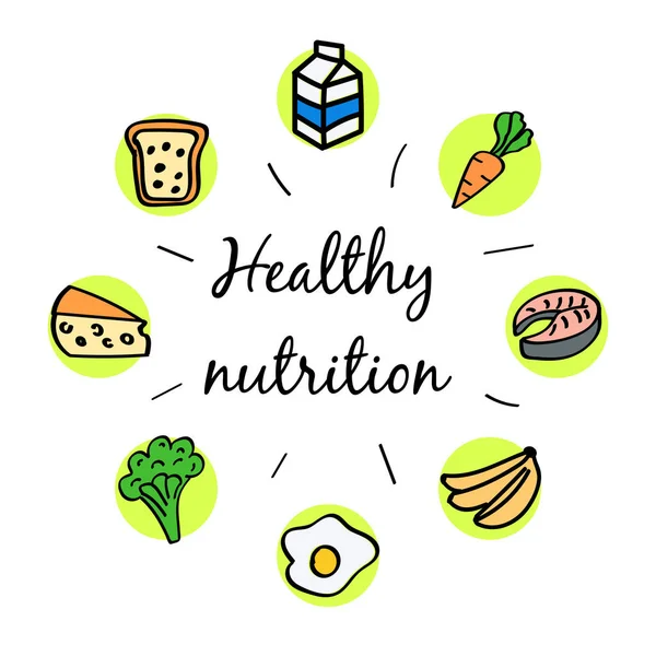 Heathy nutrition. Set of hand drawn food icon. vector — 스톡 벡터