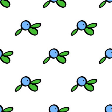 Seamless pattern. Color hand drawn blueberry. Vector