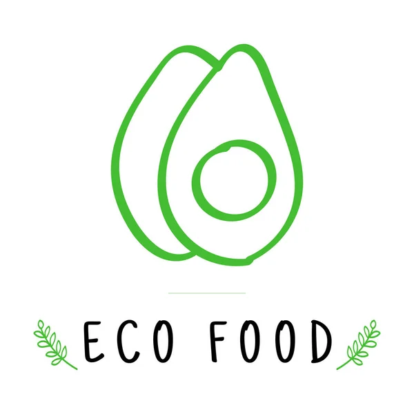 Handgezeichnete Avocado mit Zitat. Öko-Lebensmittel. Vektor — Stockvektor