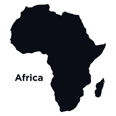 Beyaz vektörle izole edilmiş Afrika haritası.