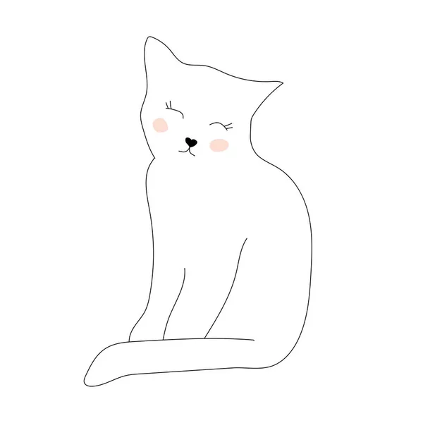Cute Kitty Minimalist Cat Hand Drawn Style Minimalist Line Drawing — Stock Vector