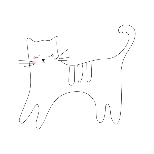 Ωραία Γατούλα Minimalist Cat Hand Drawn Style Μινιμαλιστικό Σχέδιο Γραμμής — Διανυσματικό Αρχείο