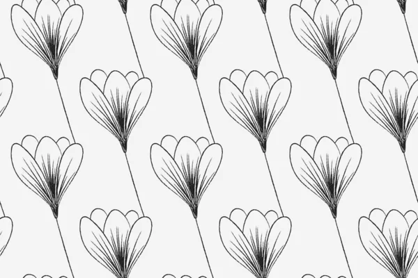 Met Hand Getekend Bloemen Naadloos Patroon Illustratie — Stockfoto