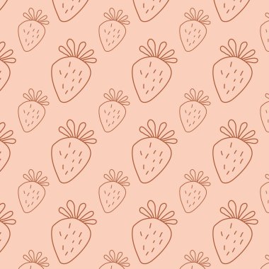 Sevimli el çizimi pürüzsüz desen - Çilek - vektör çizimi