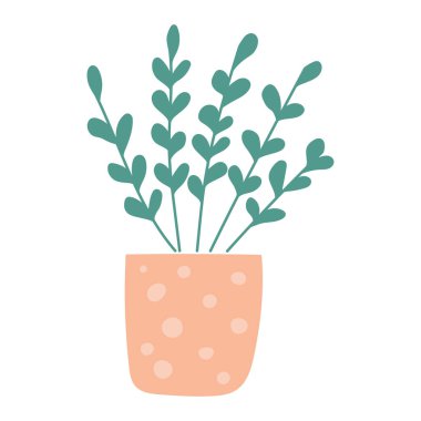 Şirin ve modern el yapımı saksıda bitki. - izole vektör çizimi