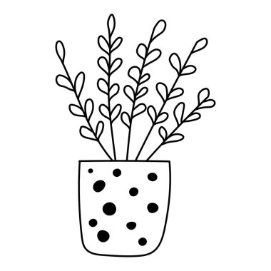 Şirin ve modern el yapımı saksıda bitki. - izole vektör çizimi