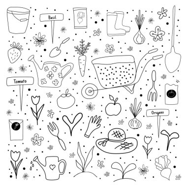 El yapımı bahçe elementleri. - vektör