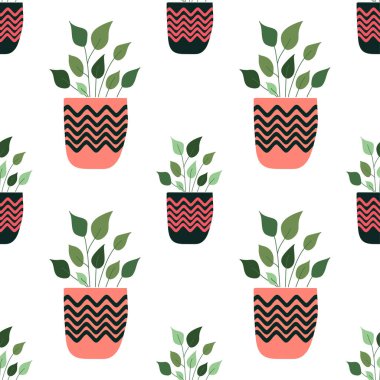 Elle çizilmiş bitkiler. - Kusursuz bir model. - vektör