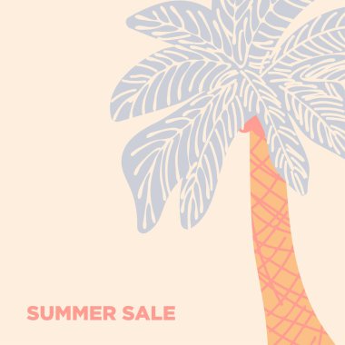 Palmiye ağacı. El yapımı avuç içi kartı. Vektör illüstrasyonu.