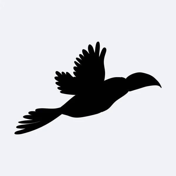 Silhouette Noire Toucan Volant Mignon Illustration Vectorielle — Image vectorielle