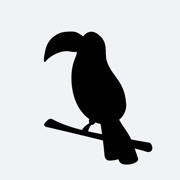 Silhouette Noire Toucan Mignon Assis Sur Une Branche Illustration Vectorielle — Image vectorielle
