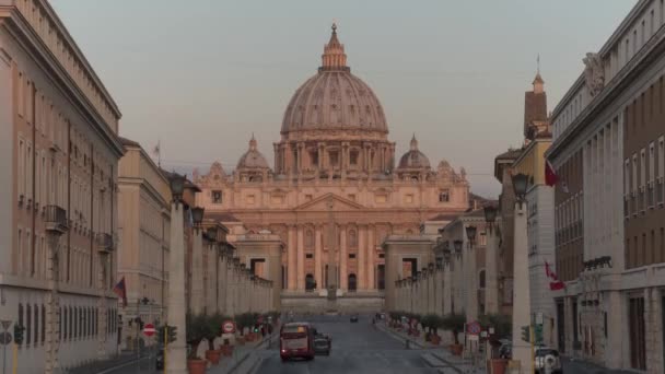 Italia Roma Vatican Peters Basilica Tiempo Mañana Lapso — Vídeos de Stock