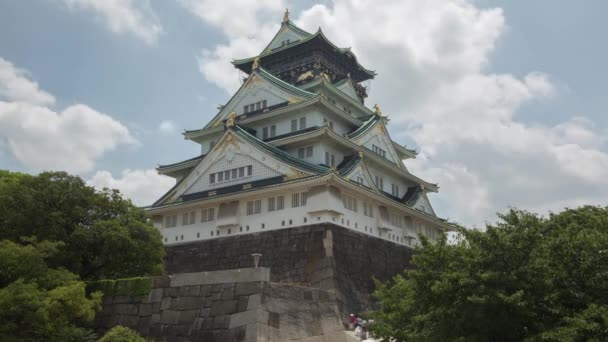 Osaka Japonia Osaka Zamek Dzień Upłynął — Wideo stockowe