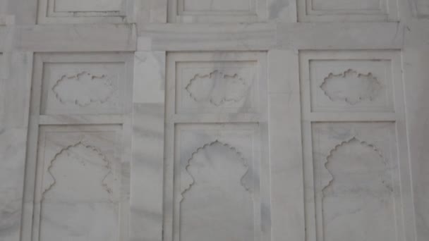 Taj Mahal Detalhe Caligrafia Telhas Motivos Agra Uttar Pradesh Índia — Vídeo de Stock