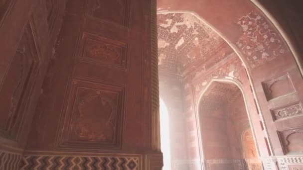 Taj Mahal Mezquita Interior Arcos Agra Uttar Pradesh India — Vídeo de stock