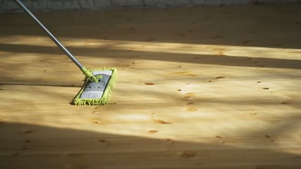 Limpieza Casa Lavado Suelo Madera — Vídeo de stock