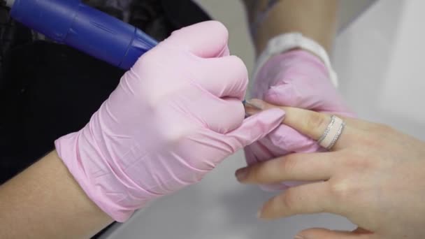 Procedimento Pintar Pregos Procedimento Manicura Salão Spa Salão Beleza — Vídeo de Stock