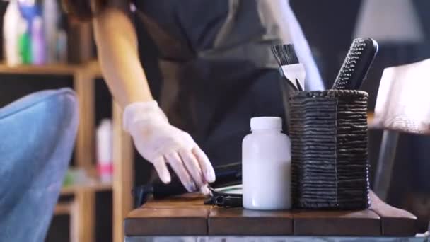 Processo Restauração Cabelo Salão Beleza — Vídeo de Stock