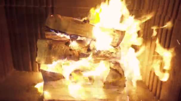 在壁炉里烧木柴 — 图库视频影像
