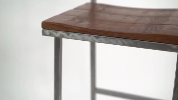 Acier Avec Chaise Bois Sur Fond Blanc Tabouret Bar — Video