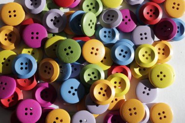 Dekor tekstili. Çok renkli ahşap düğmeler.
