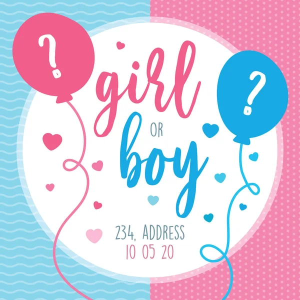 Cute Gender Reveal Party Invitations — Stock Vector