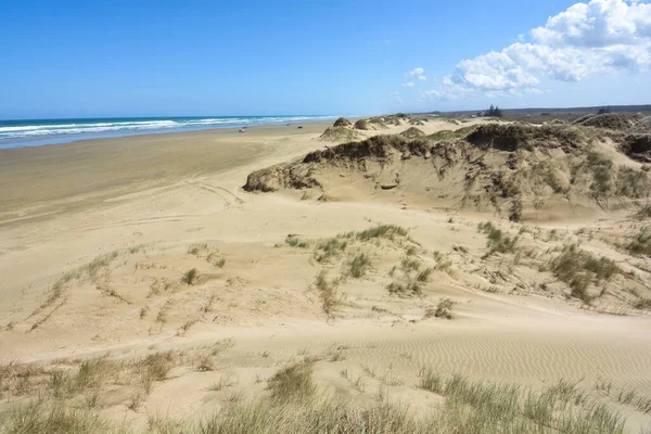 Dunas Areia Ampla Mile Beach Nova Zelândia — Fotografia de Stock