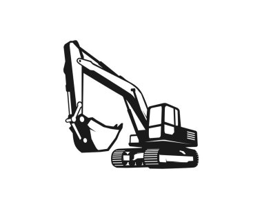Kazı logosu şablonu vektörü. İnşaat şirketi için ağır ekipman logosu vektörü. Logo şablonu için yaratıcı kazıcı çizimi.