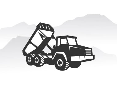 Kazı logosu şablonu vektörü. İnşaat şirketi için ağır ekipman logosu vektörü. Logo şablonu için yaratıcı kazıcı çizimi.