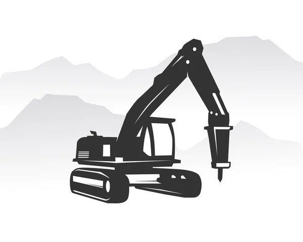 Excavator Logo Template Vector Heavy Equipment Logo Vector Construction Company — 스톡 벡터