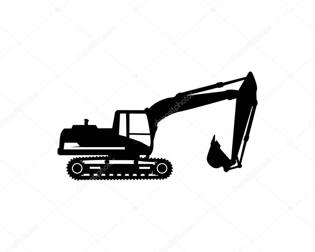 Excavator logo template vector. Heavy equipment logo vector for construction company. Creative excavator illustration for logo template.