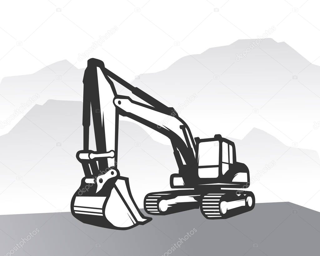 Excavator logo template vector. Heavy equipment logo vector for construction company. Creative excavator illustration for logo template.