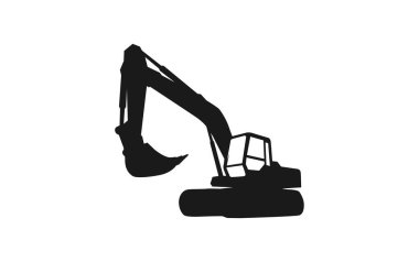 Kazı logosu şablonu vektörü. İnşaat şirketi için ağır ekipman logosu vektörü. Logo şablonu için yaratıcı kazıcı çizimi.