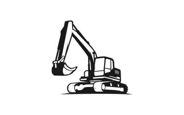Kazı logosu şablonu vektörü. İnşaat şirketi için ağır ekipman logosu vektörü. Logo şablonu için yaratıcı kazıcı çizimi.