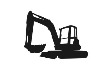 Kazı logosu şablonu vektörü. İnşaat şirketi için ağır ekipman logosu vektörü. Logo şablonu için yaratıcı kazıcı çizimi.