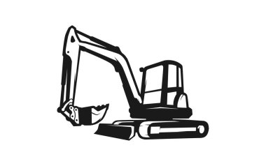 Kazı logosu şablonu vektörü. İnşaat şirketi için ağır ekipman logosu vektörü. Logo şablonu için yaratıcı kazıcı çizimi.