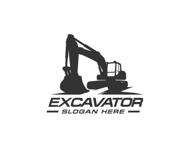 Kazı logosu şablonu vektörü. İnşaat şirketi için ağır ekipman logosu vektörü. Logo şablonu için yaratıcı kazıcı çizimi.
