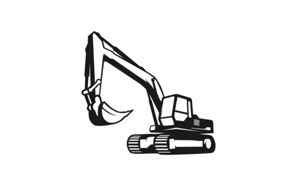 Kazı logosu şablonu vektörü. İnşaat şirketi için ağır ekipman logosu vektörü. Logo şablonu için yaratıcı kazıcı çizimi.