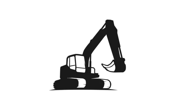Kazı logosu şablonu vektörü. İnşaat şirketi için ağır ekipman logosu vektörü. Logo şablonu için yaratıcı kazıcı çizimi.