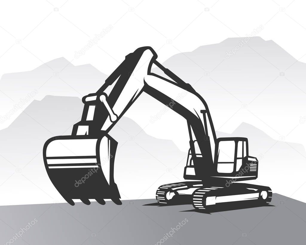 Excavator logo template vector. Heavy equipment logo vector for construction company. Creative excavator illustration for logo template.